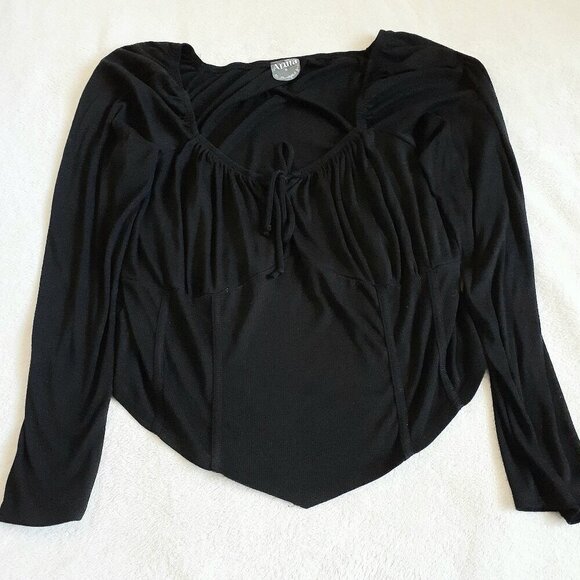 Arula Women's Black Peasant Corset Top Size 2X - Picture 2 of 8